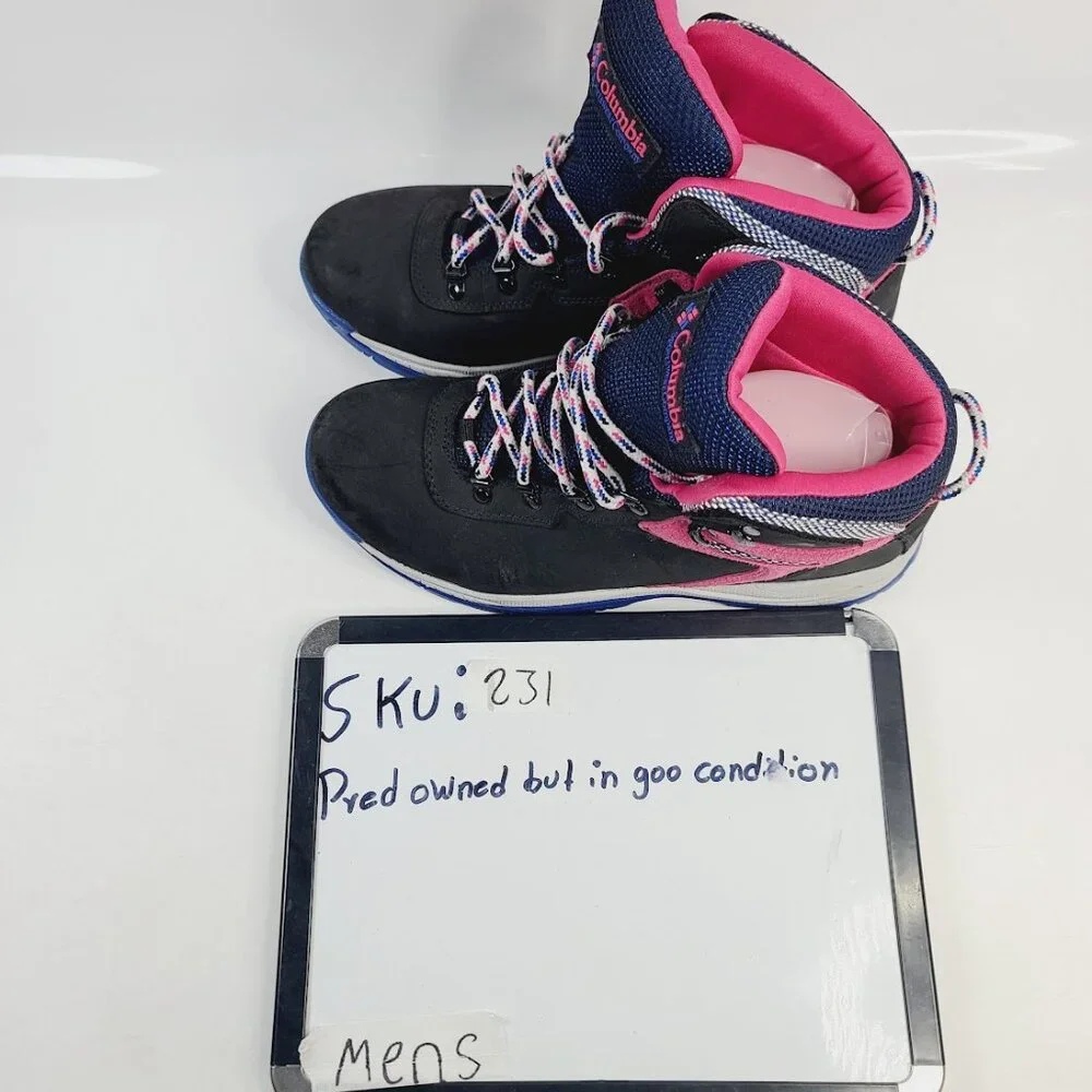 Columbia Men's Black Neon Pink Newton Ridge Plus‎ Ankle Hiking Boots Size 9